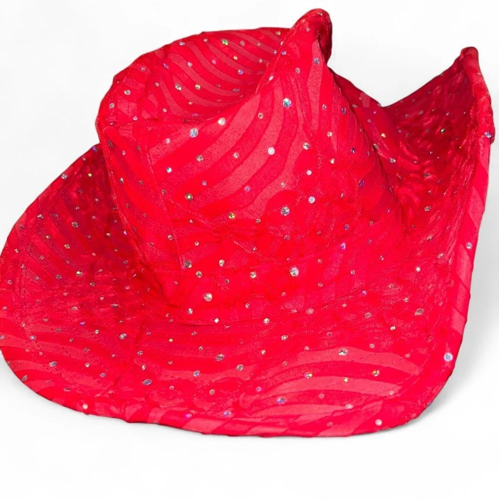 Sophia Collection Red Rhinestone Cowboy Hat Red Hat Society Western Costume Hat